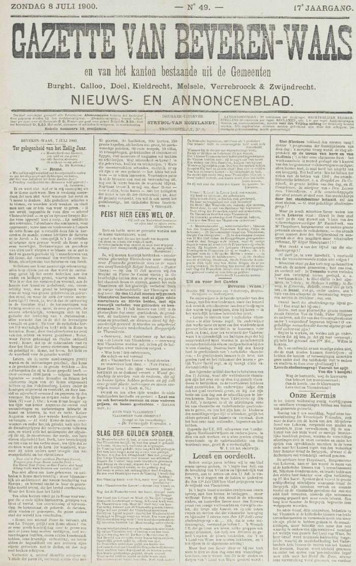 Gazette van Beveren-Waas 08/07/1900