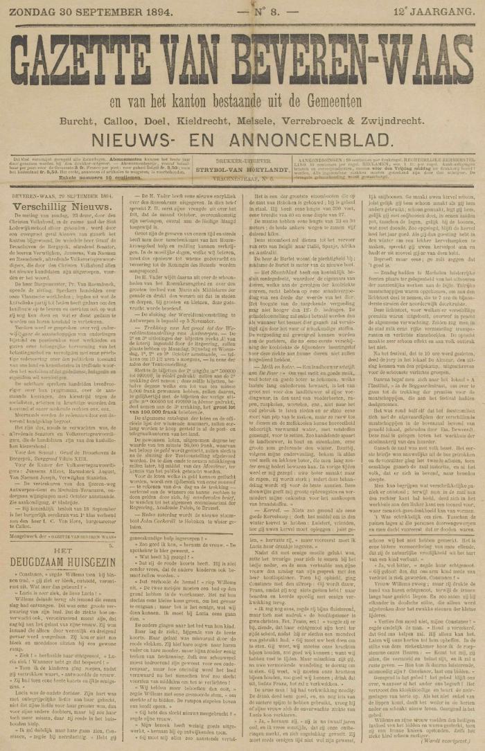 Gazette van Beveren-Waas 30/09/1894