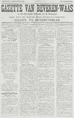 Gazette van Beveren-Waas 07/08/1904