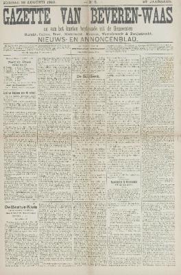 Gazette van Beveren-Waas 28/08/1910