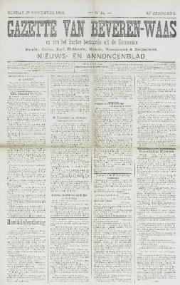Gazette van Beveren-Waas 19/11/1905