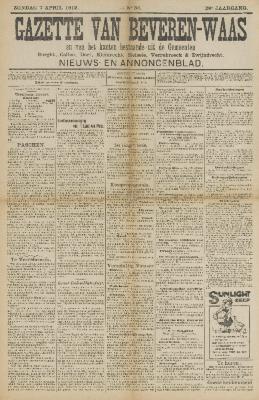 Gazette van Beveren-Waas 07/04/1912