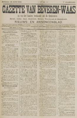 Gazette van Beveren-Waas 29/06/1890