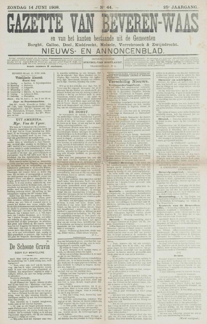 Gazette van Beveren-Waas 14/06/1908