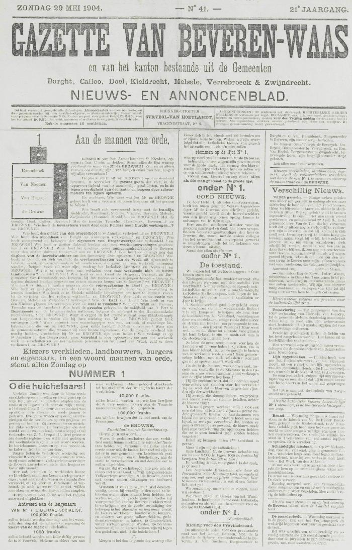 Gazette van Beveren-Waas 29/05/1904