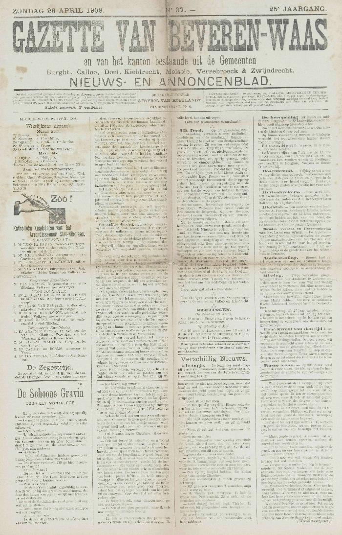 Gazette van Beveren-Waas 26/04/1908