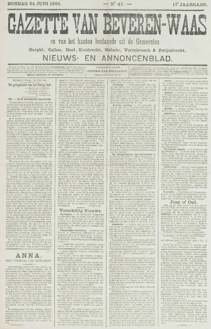 Gazette van Beveren-Waas 24/06/1900