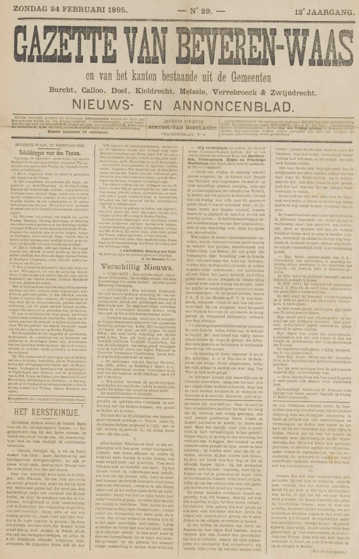 Gazette van Beveren-Waas 24/02/1895