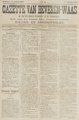 Gazette van Beveren-Waas 27/04/1890