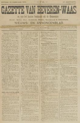 Gazette van Beveren-Waas 20/02/1898