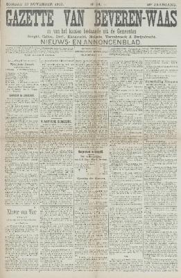 Gazette van Beveren-Waas 13/11/1910