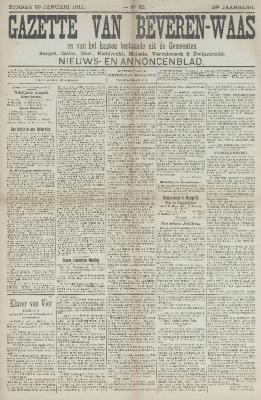 Gazette van Beveren-Waas 29/01/1911