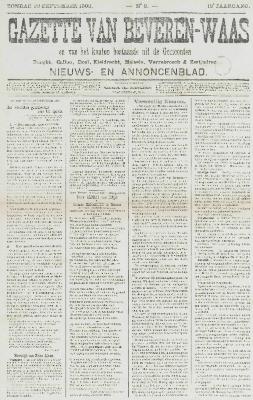 Gazette van Beveren-Waas 30/09/1900