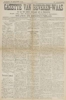 Gazette van Beveren-Waas 18/08/1912