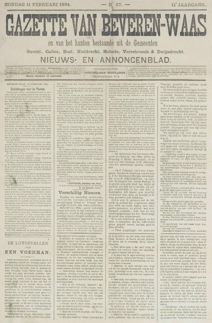 Gazette van Beveren-Waas 11/02/1894