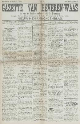 Gazette van Beveren-Waas 02/04/1911