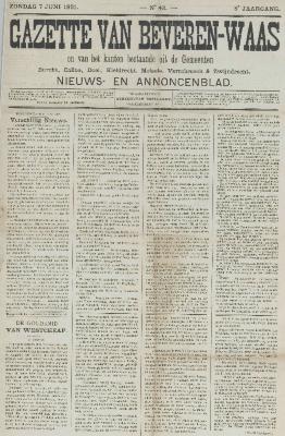 Gazette van Beveren-Waas 07/06/1891