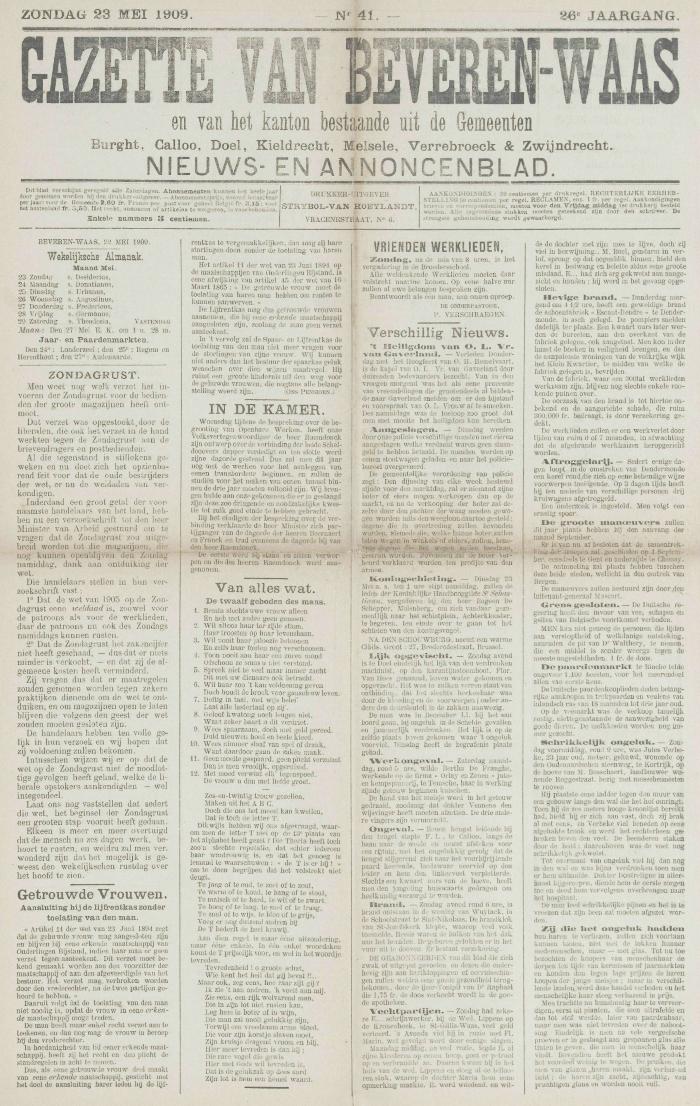 Gazette van Beveren-Waas 23/05/1909