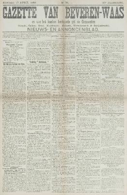 Gazette van Beveren-Waas 17/04/1910