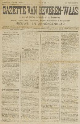 Gazette van Beveren-Waas 07/03/1897