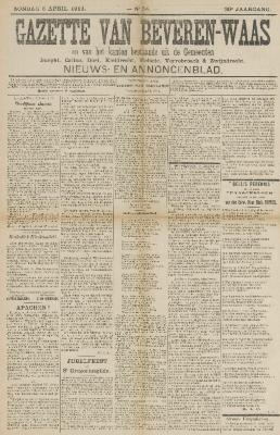 Gazette van Beveren-Waas 06/04/1913