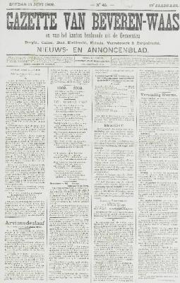 Gazette van Beveren-Waas 15/06/1902