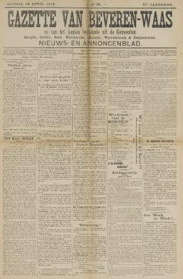 Gazette van Beveren-Waas 19/04/1914