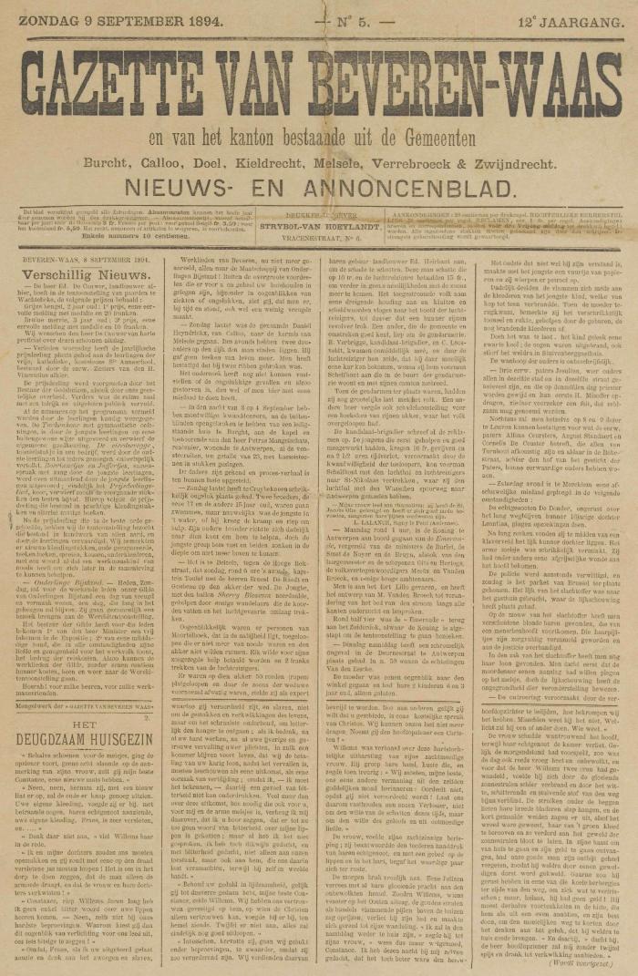 Gazette van Beveren-Waas 09/09/1894