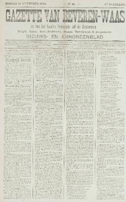 Gazette van Beveren-Waas 19/11/1899