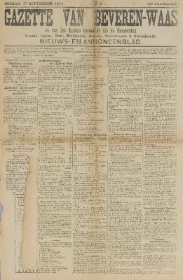 Gazette van Beveren-Waas 17/09/1911