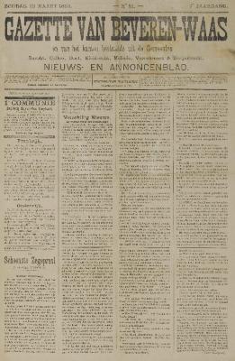 Gazette van Beveren-Waas 23/03/1890