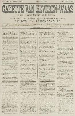 Gazette van Beveren-Waas 30/04/1893