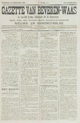 Gazette van Beveren-Waas 15/01/1893