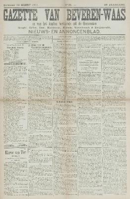 Gazette van Beveren-Waas 12/03/1911