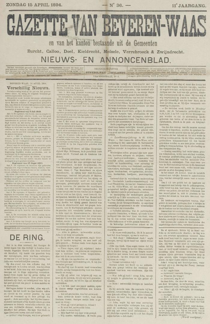 Gazette van Beveren-Waas 15/04/1894