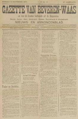 Gazette van Beveren-Waas 14/11/1897
