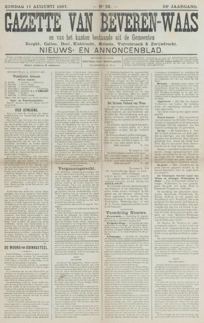 Gazette van Beveren-Waas 11/08/1907