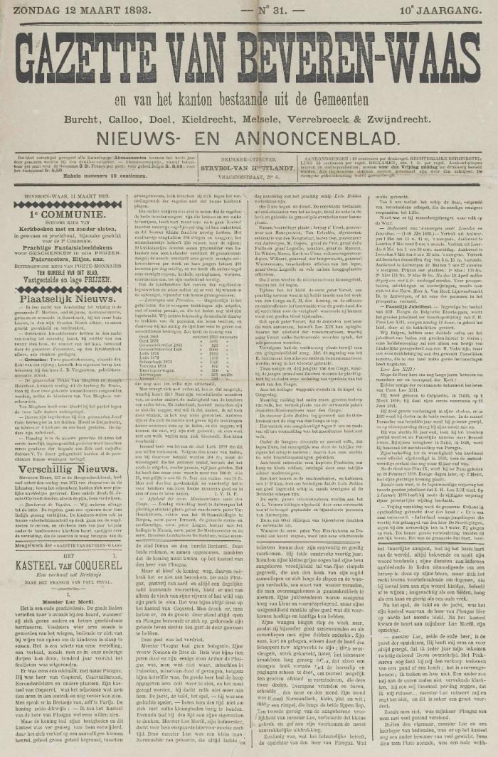 Gazette van Beveren-Waas 12/03/1893