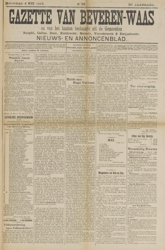 Gazette van Beveren-Waas 04/05/1913