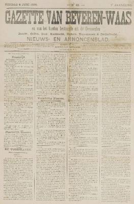 Gazette van Beveren-Waas 08/06/1890