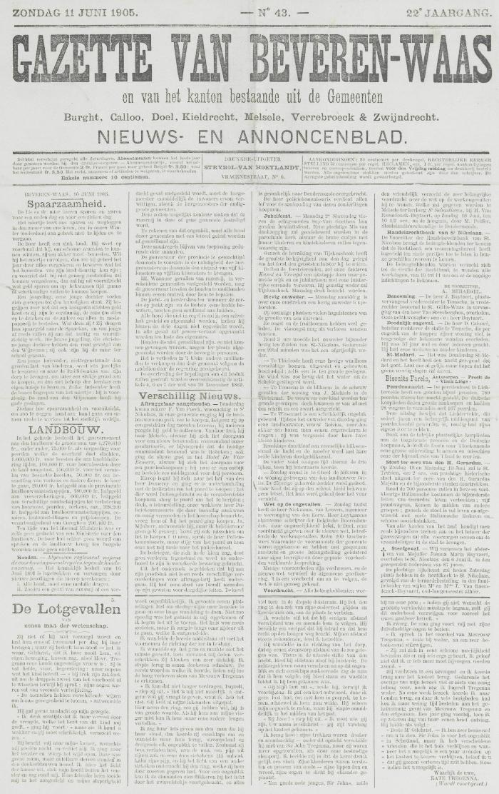 Gazette van Beveren-Waas 11/06/1905