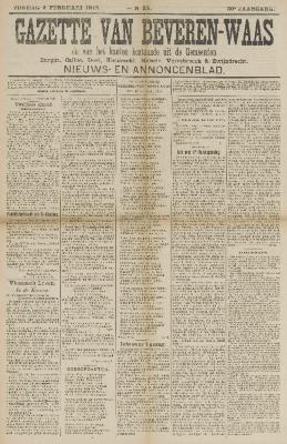 Gazette van Beveren-Waas 02/02/1913