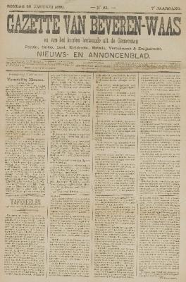 Gazette van Beveren-Waas 26/01/1890