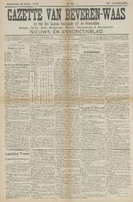 Gazette van Beveren-Waas 14/07/1912