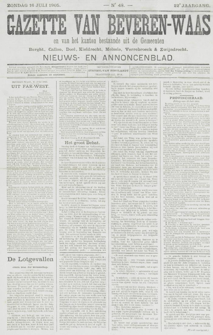 Gazette van Beveren-Waas 16/07/1905