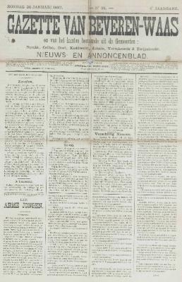 Gazette van Beveren-Waas 30/01/1887