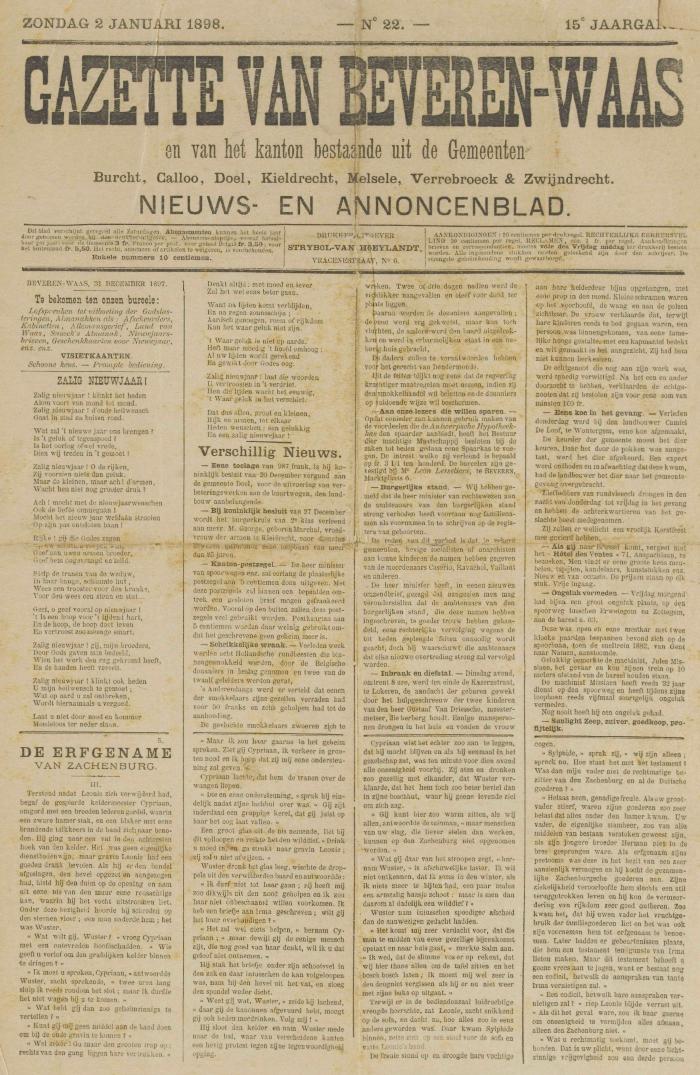 Gazette van Beveren-Waas 02/01/1898