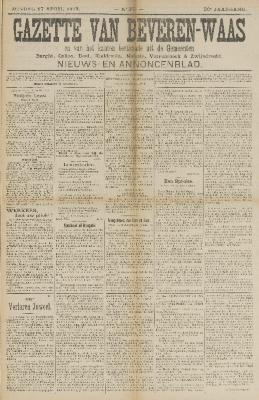 Gazette van Beveren-Waas 27/04/1913