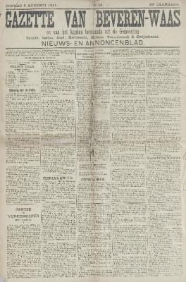 Gazette van Beveren-Waas 06/08/1911