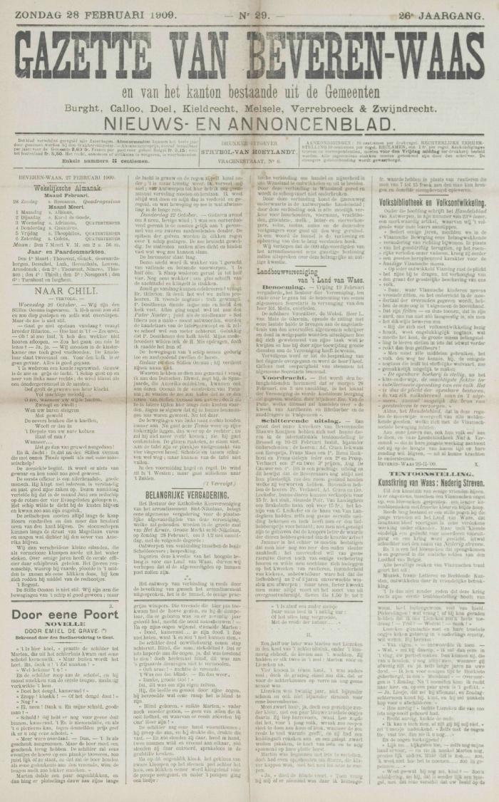 Gazette van Beveren-Waas 28/02/1909